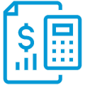 Icon illustration of a calculator.